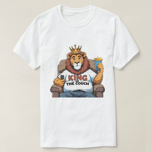 Lustigt Lejona Pappa T-Shirt - Kung i soffan (Design framsida)