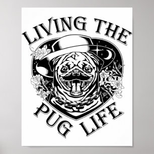 Lustigt levande Pug Life-Vintagen Poster