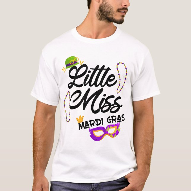 Lustigt lilla miss mardi gras t shirt (Framsida)