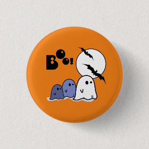 Lustigt lilla Spöken. Halloween Gift Knapp