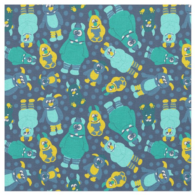 Lustigt lilla Tecknad Monsters Boys Patterned Tyg (Närbild)
