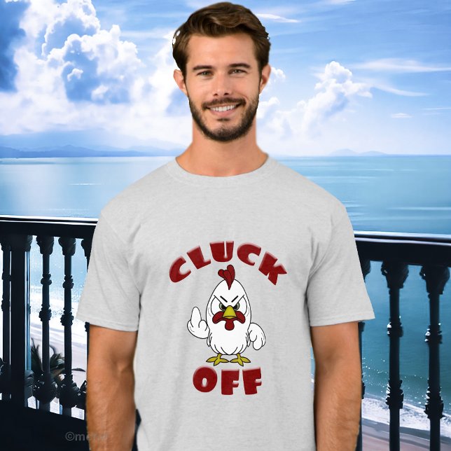 Lustigt lilla Tupp CLUCK OFF Shirts T Shirt (Skapare uppladdad)
