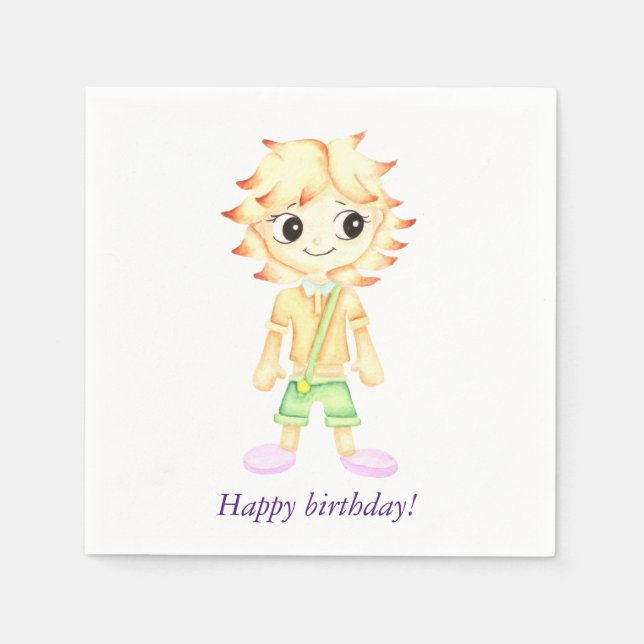 Lustigt, lille ginger-pojke pappersservett (Framsidan)