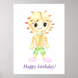 Lustigt, lille ginger-pojke poster