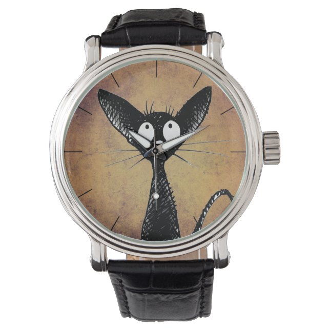 Lustigt Little Black Cat Armbandsur (Framsida)