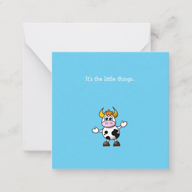 Lustigt Little Cow Mini Tackkort Card Anteckningskort (Framsida)