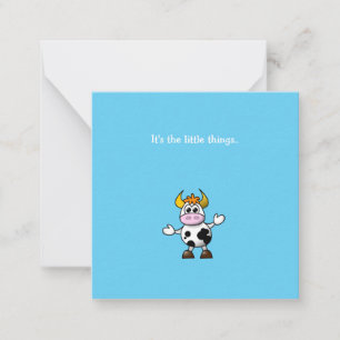 Lustigt Little Cow Mini Tackkort Card Anteckningskort