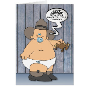 Lustigt "Little Cowpoke" Inner Child Birthday Card Hälsningskort