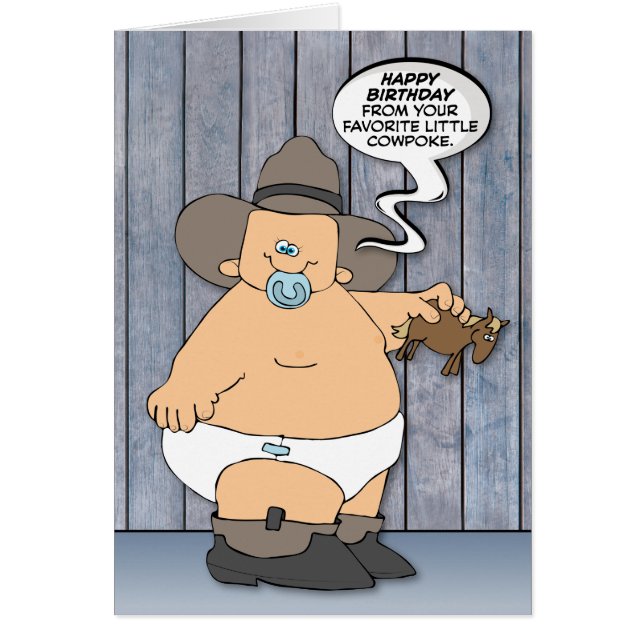 Lustigt "Little Cowpoke" Inner Child Birthday Card Hälsningskort (Framsidan)