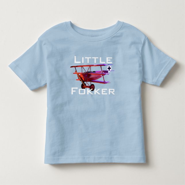 Lustigt "Little Fokker" Triplan T Shirt (Framsida)