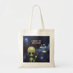 Lustigt Little Grönt Man Space Alien Sci Fi Galax Tygkasse