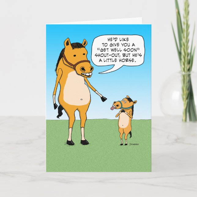 Lustigt Little Horse Get well Card Kort (Framsida)