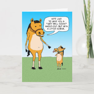 Lustigt Little Horse Get well Card Kort