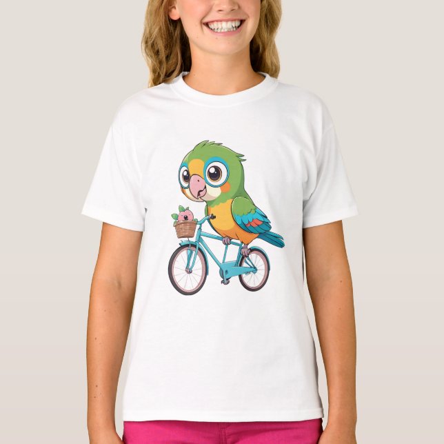 Lustigt Love birds med Him Bicycle T Shirt (Framsida)