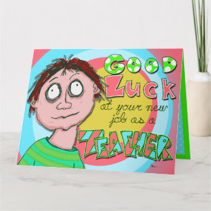 Lustigt Lycka till vid undervisningen, ett stort h Kort