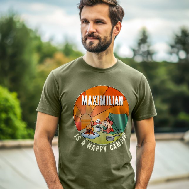 Lustigt Lycklig Camper-Tecknad med ditt namn T Shirt (Skapare uppladdad)