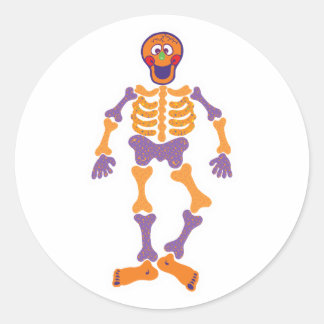 lustigt lycklig skelett runt klistermärke