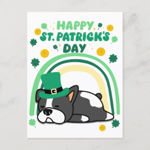 Lustigt Lycklig St. Patrick-dagsäck med regnbåge Helg Vykort