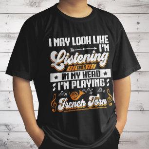 Lustigt lyssnande i mitt huvud Jag spelar Fransk H T Shirt