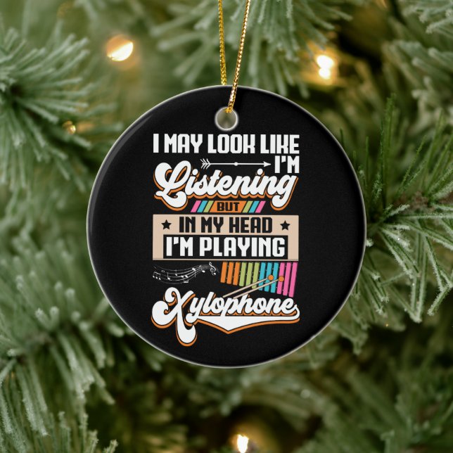 Lustigt lyssnande i mitt huvud Jag spelar Xylophon Julgransprydnad Keramik (Träd)