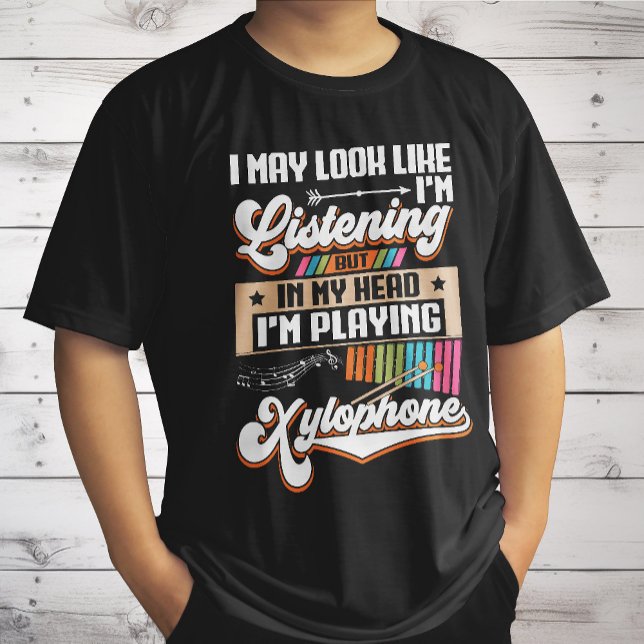 Lustigt lyssnande i mitt huvud Jag spelar Xylophon T Shirt (Skapare uppladdad)