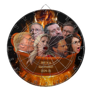 Lustigt MAGA Republican Fan i en handkorg 2024-25 Darttavla