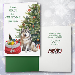 Lustigt Malamute-Redo - jul Helgkort