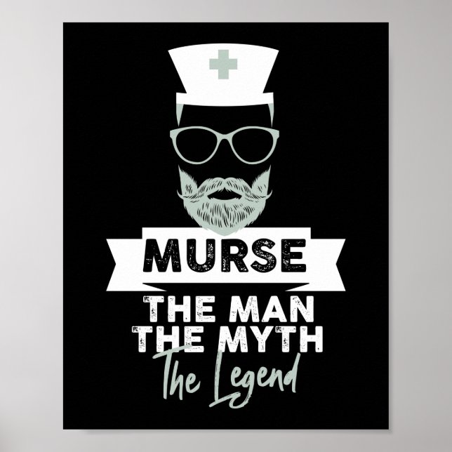 Lustigt Male Nurse Murse. Mannen. Myth. Den Poster (Framsidan)