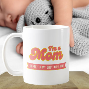 Lustigt Mamma - kaffe är mitt enda hopp, rosa Kaffemugg