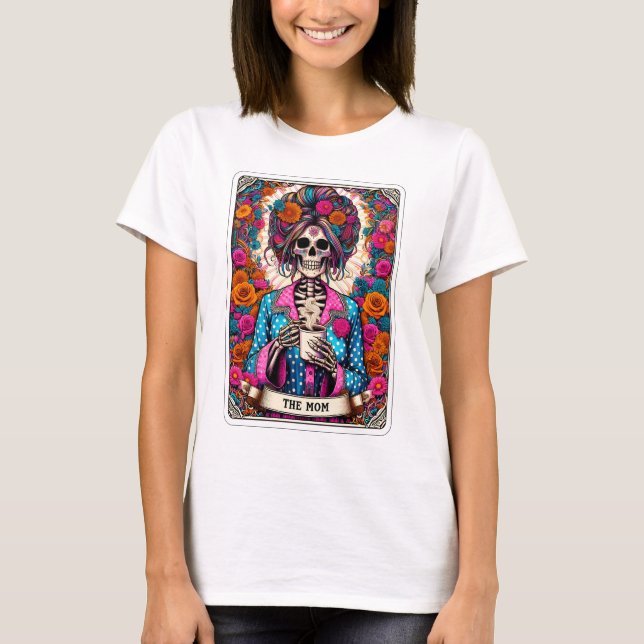 Lustigt Mamma Skeleton Tarot T Shirt (Framsida)
