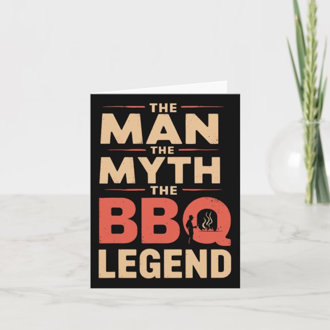 Lustigt mannen myth the Bbq Legend Fars dag Kort (Framsida)