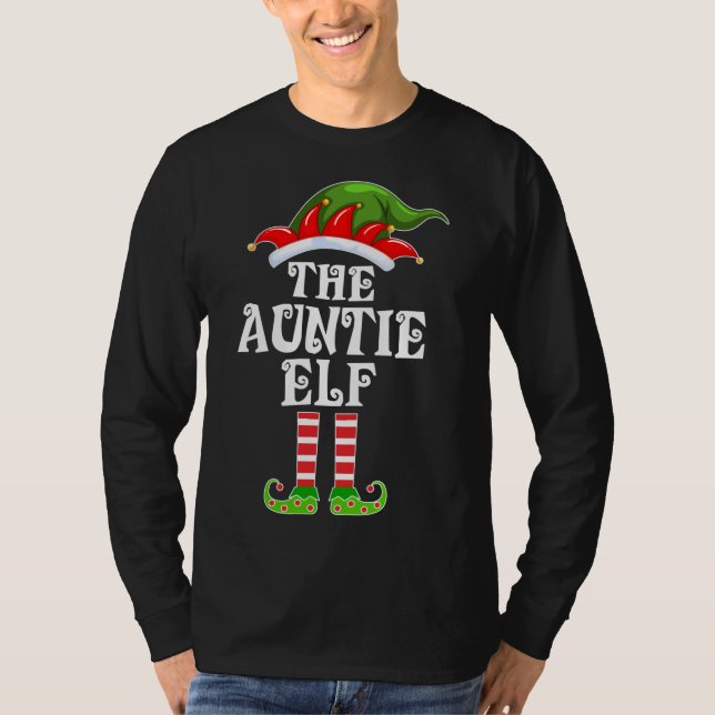 Lustigt matchande familj Auntie Elf-julkoderna T Shirt (Framsida)
