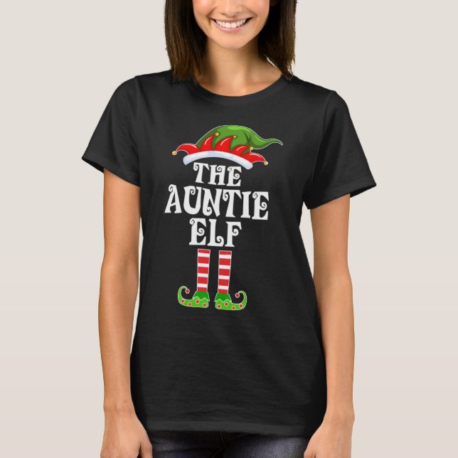 Lustigt matchande familj Auntie Elf-julkoderna T Shirt (Framsida)