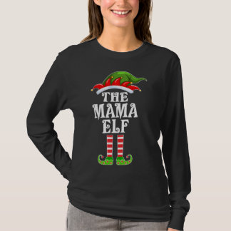 Lustigt matchande familj Mamman Elf-julkostu T Shirt