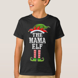 Lustigt matchande familj Mamman Elf-julkostu T Shirt