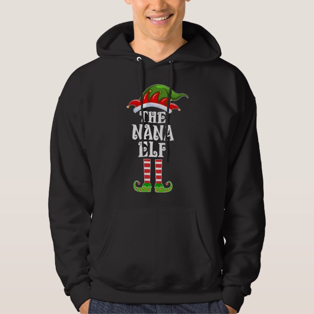 Lustigt matchande familj Nana Elf-julkostu Hoodie (Framsida)