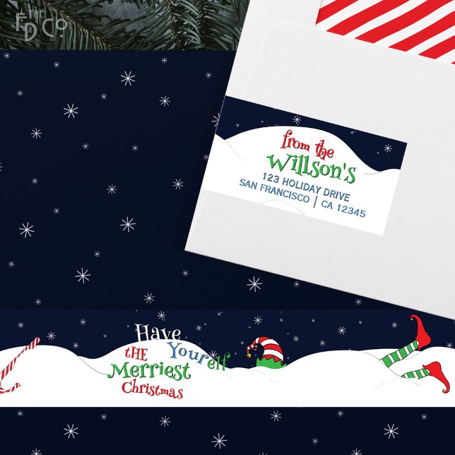 Lustigt med din Elf-jul-landning i Snö Etikettband (Skapare uppladdad)