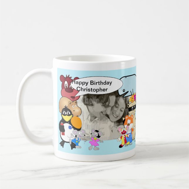 Lustigt med tecknad lägg till ditt foto kaffemugg (Vänster)