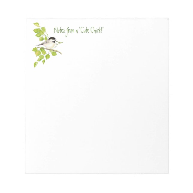 Lustigt meddelande från Cute Chick, Chickadee, fåg Anteckningsblock (Framsida)