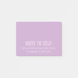 Lustigt meddelande till självständig Lila Post-it Block