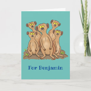 Lustigt meerkat familjens tecknad illustration kort