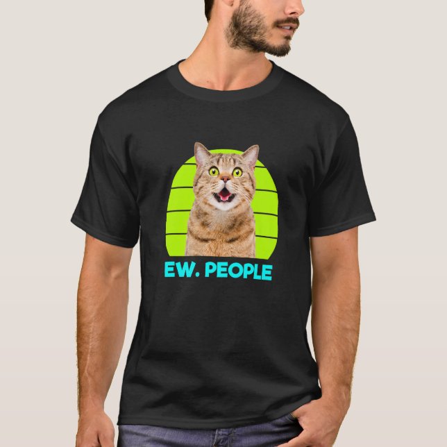 Lustigt Meow överraskade Cat, Ew. Illustration för T Shirt (Framsida)