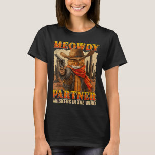 Lustigt Meowdy-partners whisky i Vinden Cat Cowb T Shirt