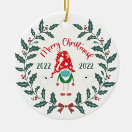 Lustigt merry christmask, Quarantine 2021 Julgransprydnad Keramik