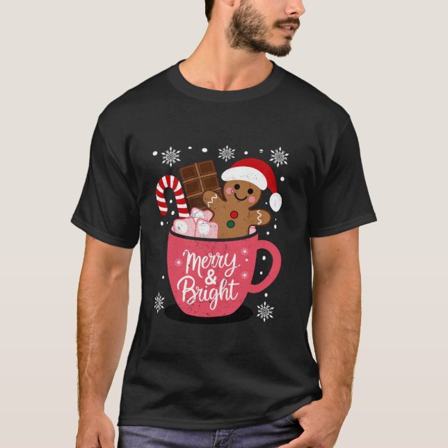 Lustigt merry och lätt julPepparkaksgubbe H T Shirt (Framsida)