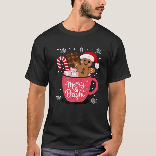 Lustigt merry och lätt julPepparkaksgubbe H T Shirt (Framsida)
