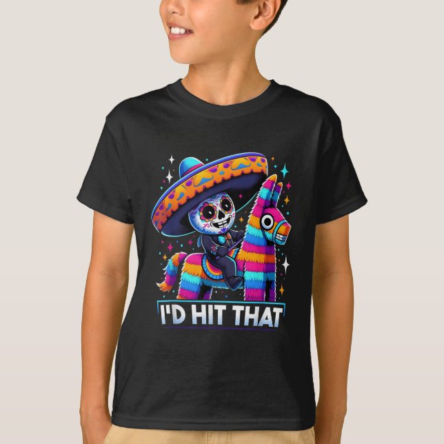 Lustigt mexikanskt Party Pinatas-ID Slått att Cinc T Shirt (Framsida)
