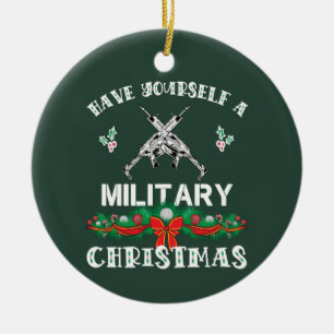 Lustigt militärt jultal julgransprydnad keramik