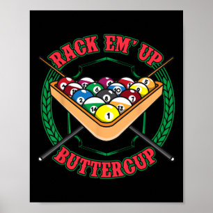 Lustigt miljardspel Bassäng Hall Snooker Rack Em U Poster