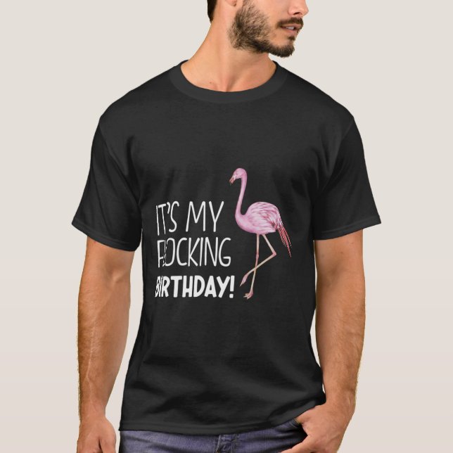 Lustigt min flockande Coola Flamingo Celeb T Shirt (Framsida)